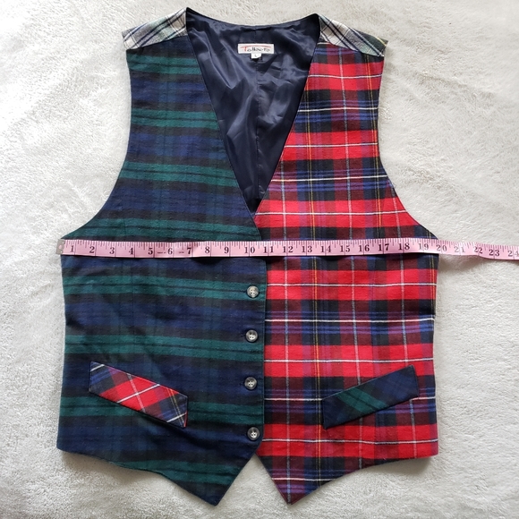 90s Vintage Patchwork Plaid Vest Talbots - Picture 5 of 12
